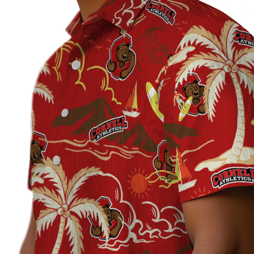 Cornell Big Red Hawaiian Shirt - Palm Tree Island cornell big red palm tree island red hawaiian shirts trendy