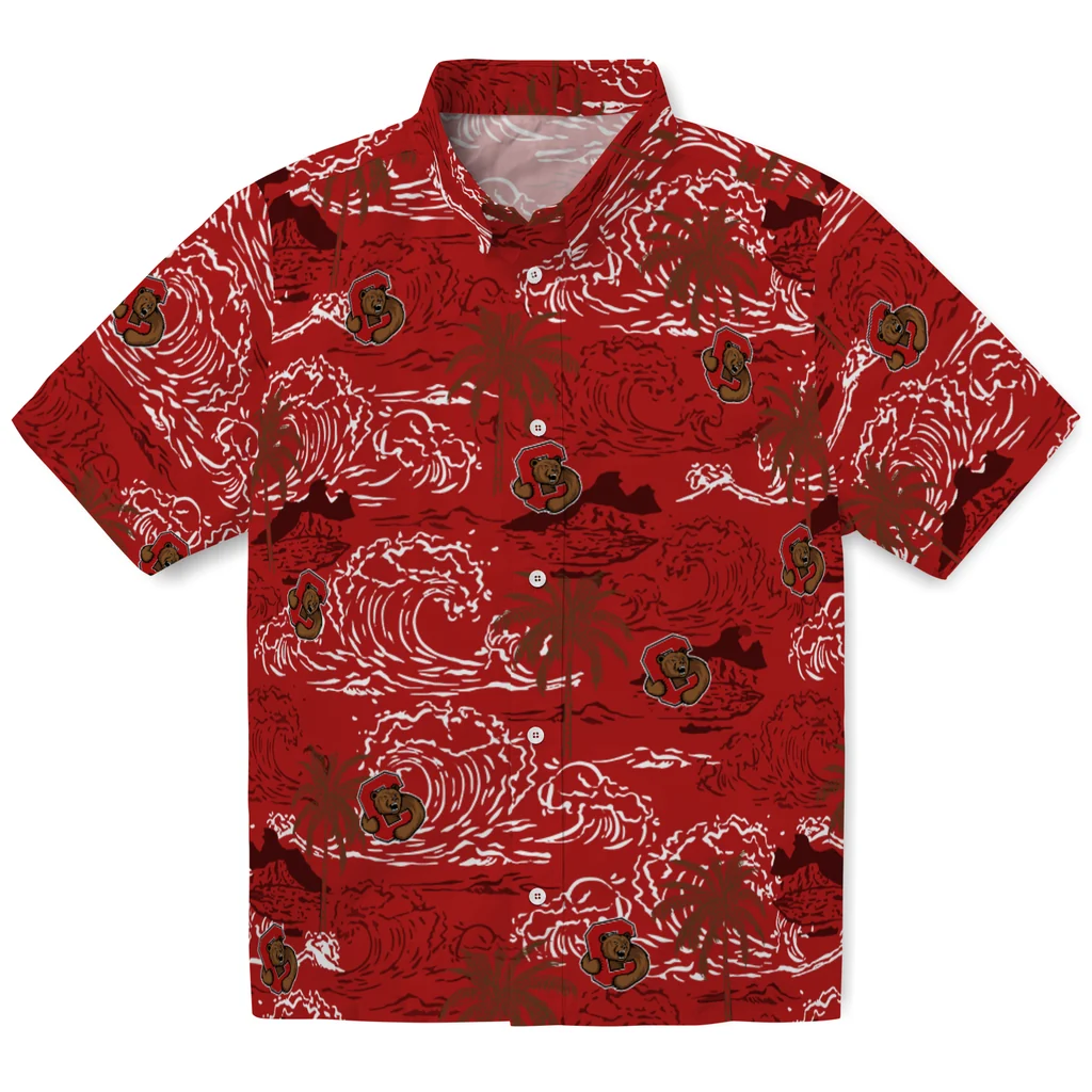 Cornell Big Red Hawaiian Shirt - Wave Palm cornell big red wave palm red hawaiian shirts best selling