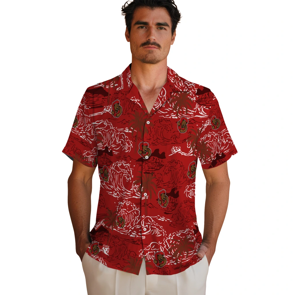 Cornell Big Red Hawaiian Shirt - Wave Palm cornell big red wave palm red hawaiian shirts fashion forward
