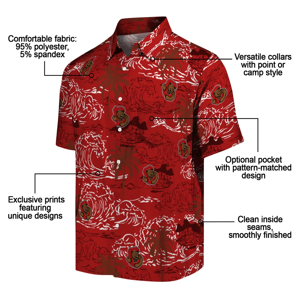 Cornell Big Red Hawaiian Shirt - Wave Palm cornell big red wave palm red hawaiian shirts new arrival