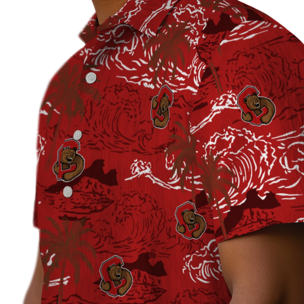 Cornell Big Red Hawaiian Shirt - Wave Palm cornell big red wave palm red hawaiian shirts trendy