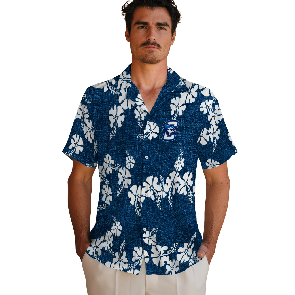 Creighton Bluejays Hawaiian Shirt - 50th State Flower creighton bluejays hibiscus petals blue hawaiian shirts fashion forward