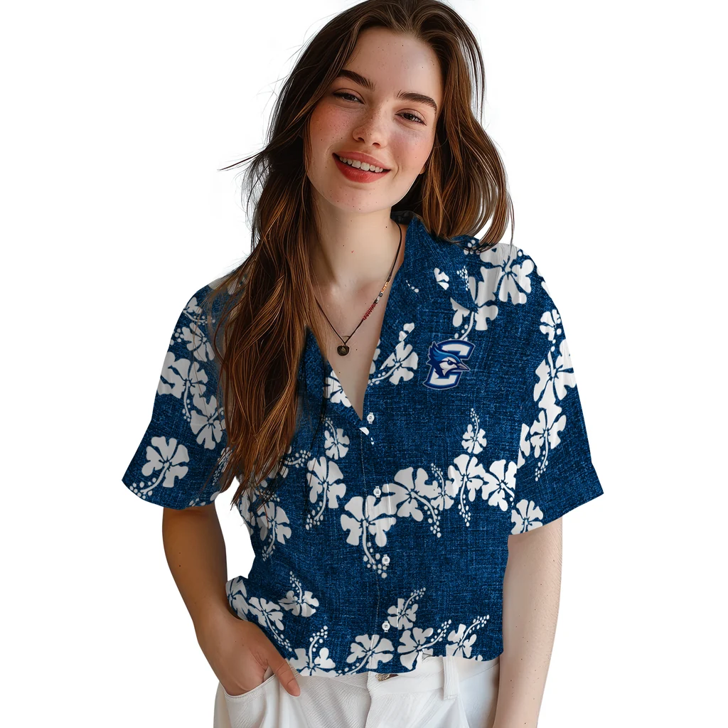 Creighton Bluejays Hawaiian Shirt - 50th State Flower creighton bluejays hibiscus petals blue hawaiian shirts latest model