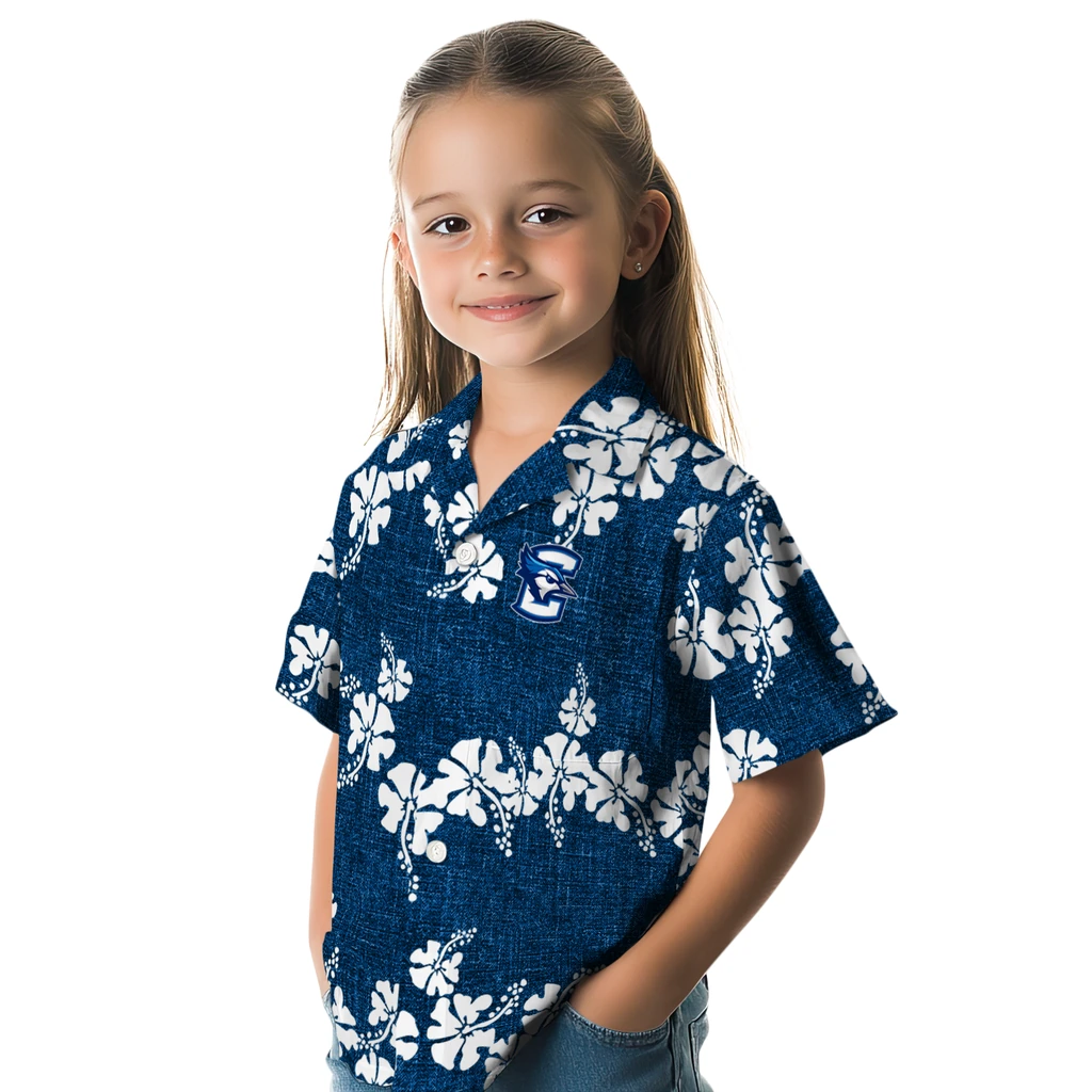 Creighton Bluejays Hawaiian Shirt - 50th State Flower creighton bluejays hibiscus petals blue hawaiian shirts premium grade