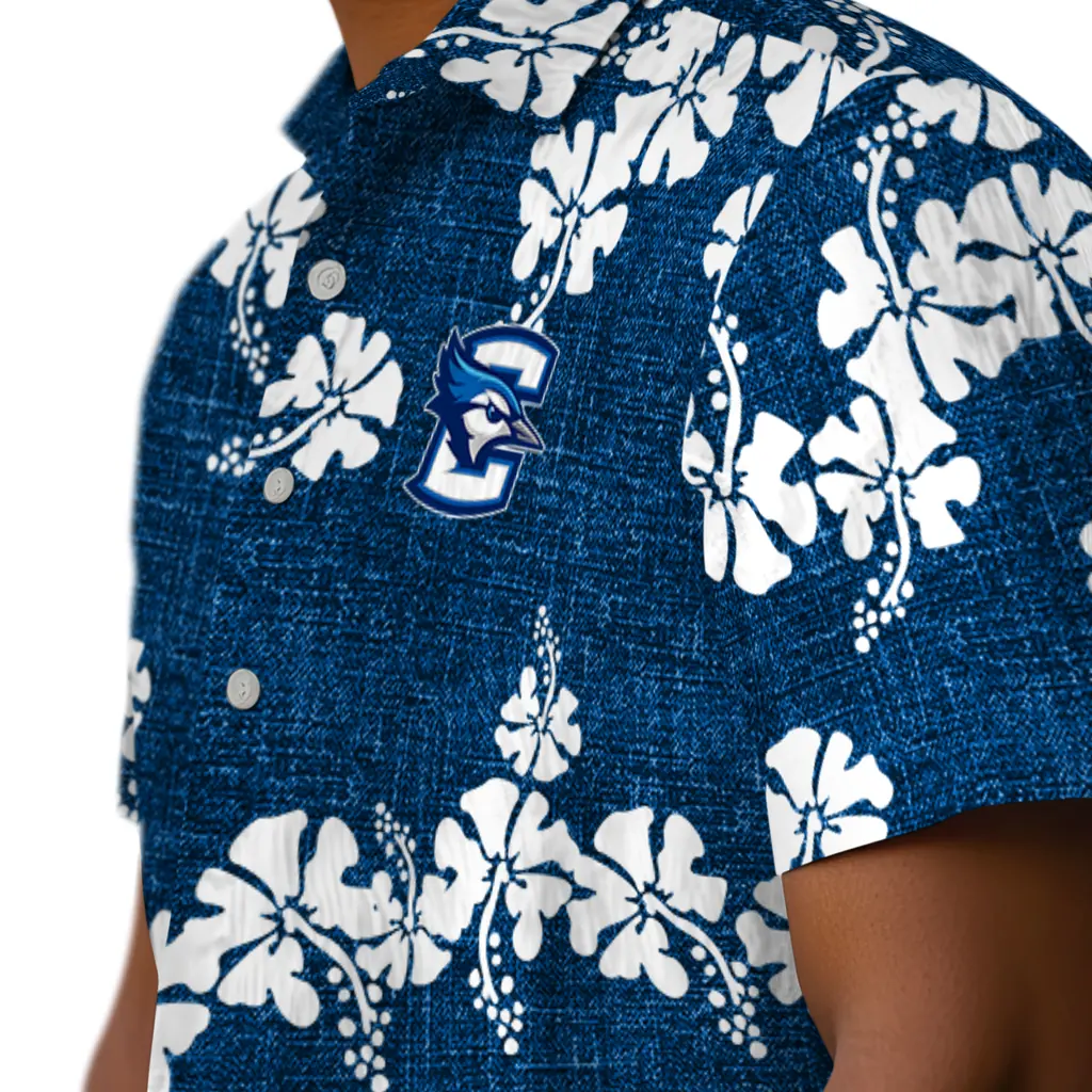 Creighton Bluejays Hawaiian Shirt - 50th State Flower creighton bluejays hibiscus petals blue hawaiian shirts trendy