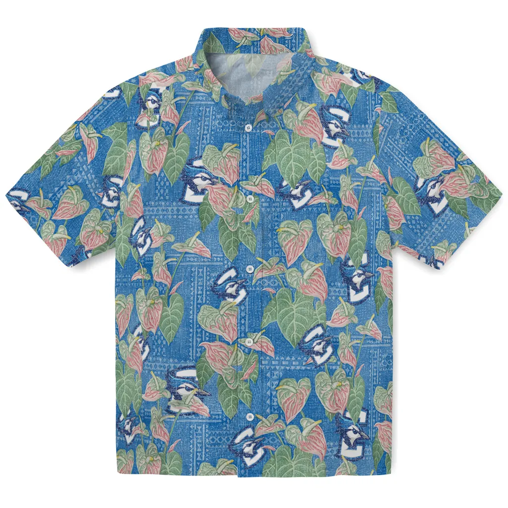 Creighton Bluejays Hawaiian Shirt - Anthurium Overlay creighton bluejays anthurium overlay blue hawaiian shirts best selling