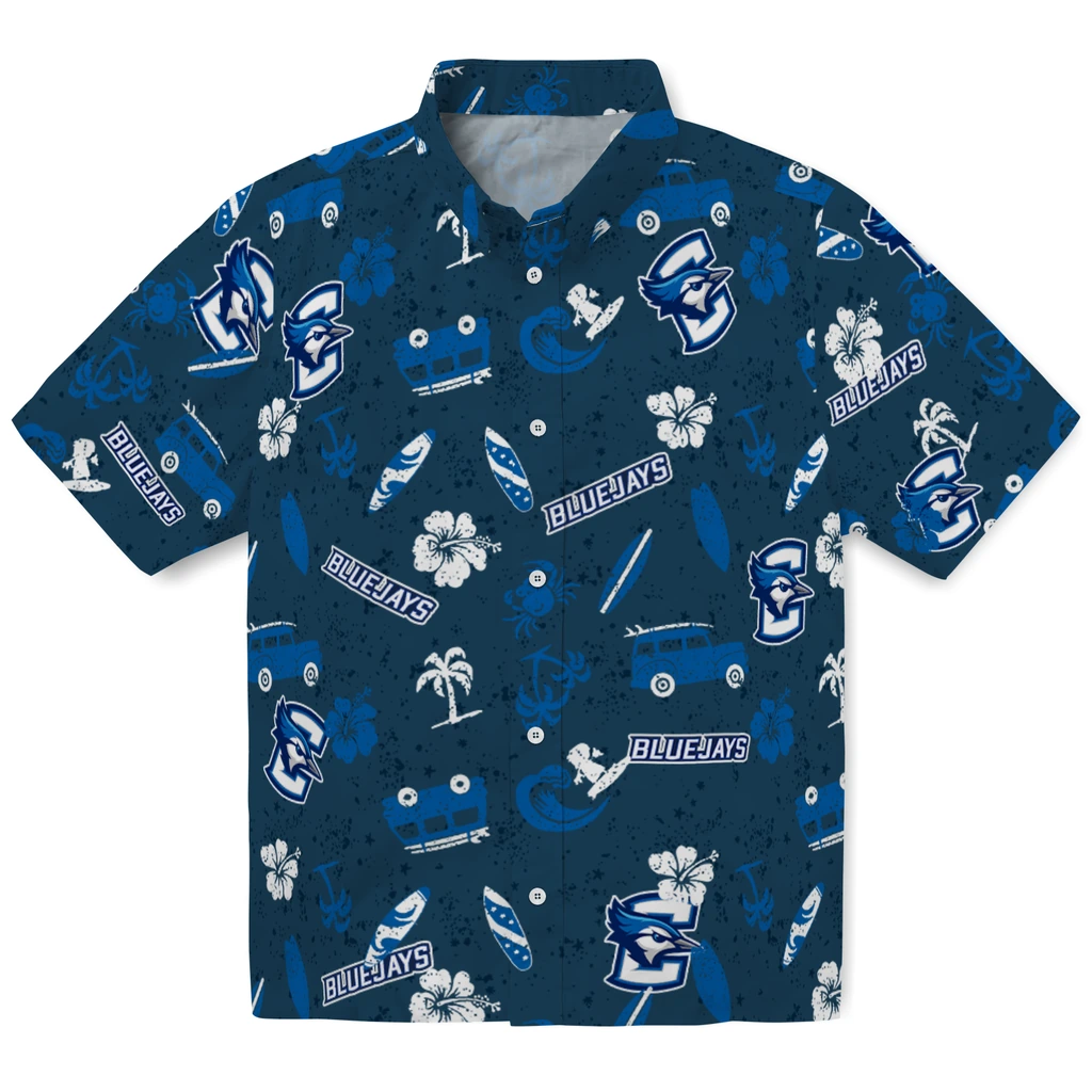 Creighton Bluejays Hawaiian Shirt - Beach Vibe creighton bluejays beach vibe navy hawaiian shirts best selling