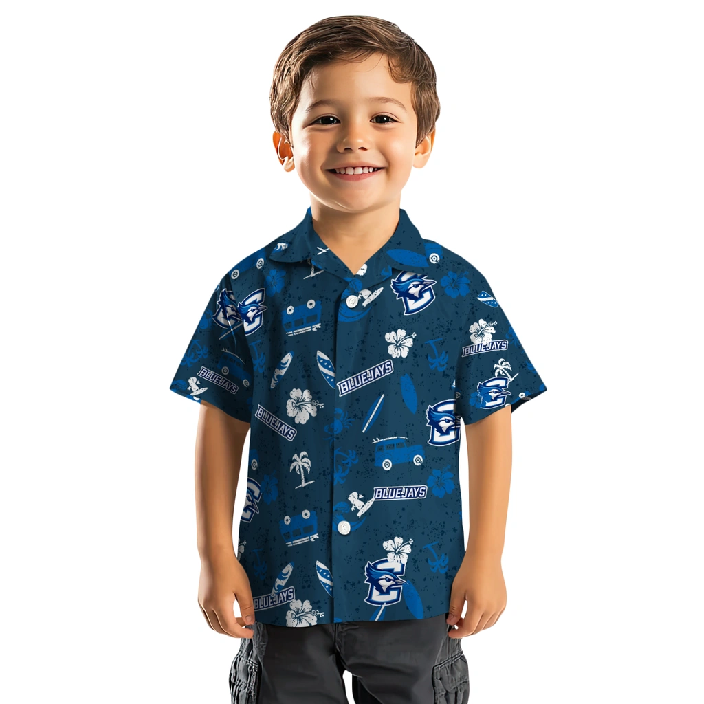 Creighton Bluejays Hawaiian Shirt - Beach Vibe creighton bluejays beach vibe navy hawaiian shirts top rated