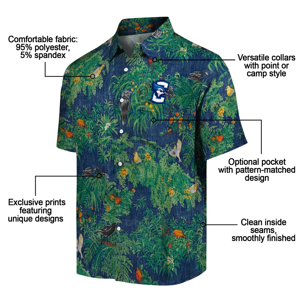 Creighton Bluejays Hawaiian Shirt - Bird Canopy creighton bluejays bird canopy green hawaiian shirts new arrival