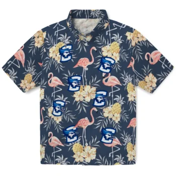 creighton bluejays flamingo hibiscus navy hawaiian shirts best selling