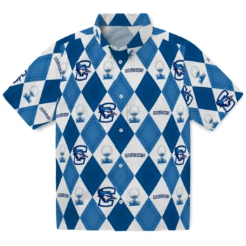 creighton bluejays balloon plaid blue hawaiian shirts best selling