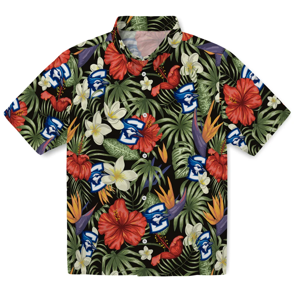 Creighton Bluejays Hawaiian Shirt - Hawaii Floral Hibiscus creighton bluejays hibiscus bird hawaiian shirts best selling