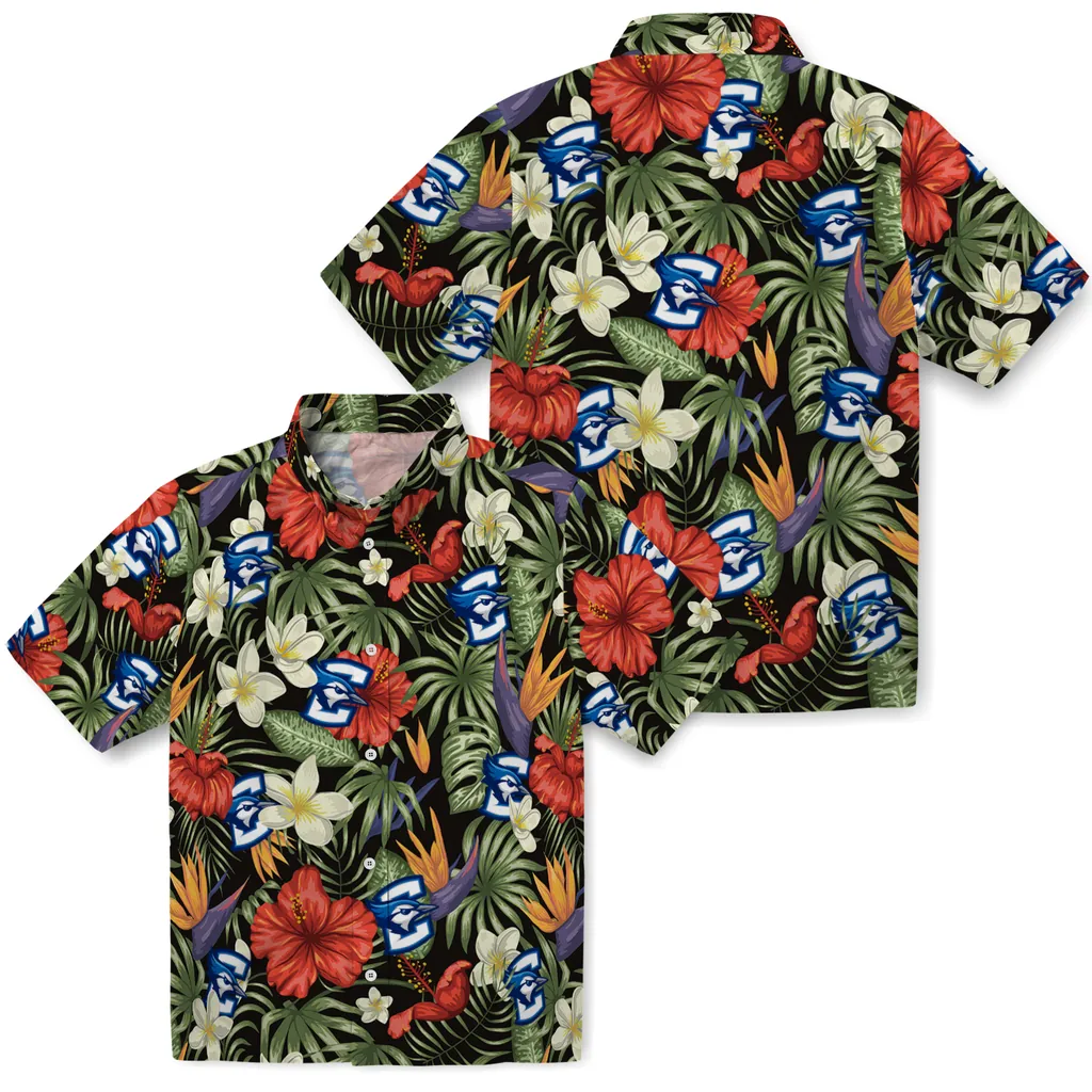 Creighton Bluejays Hawaiian Shirt - Hawaii Floral Hibiscus creighton bluejays hibiscus bird hawaiian shirts high quality