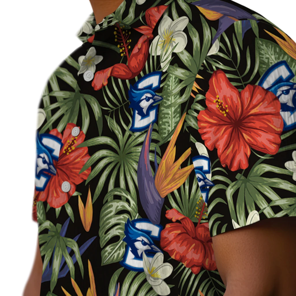 Creighton Bluejays Hawaiian Shirt - Hawaii Floral Hibiscus creighton bluejays hibiscus bird hawaiian shirts trendy