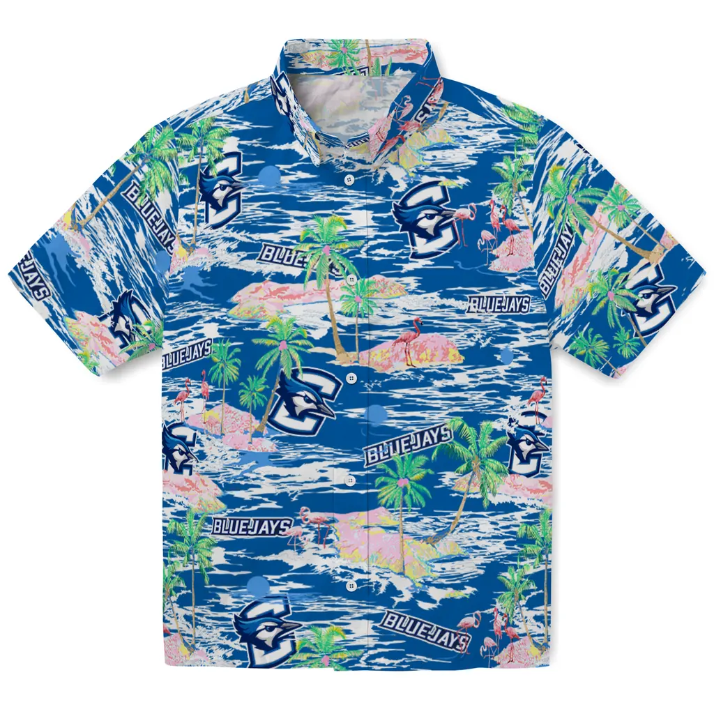 Creighton Bluejays Hawaiian Shirt - Hawaii Island creighton bluejays flamingo retreat blue hawaiian shirts best selling
