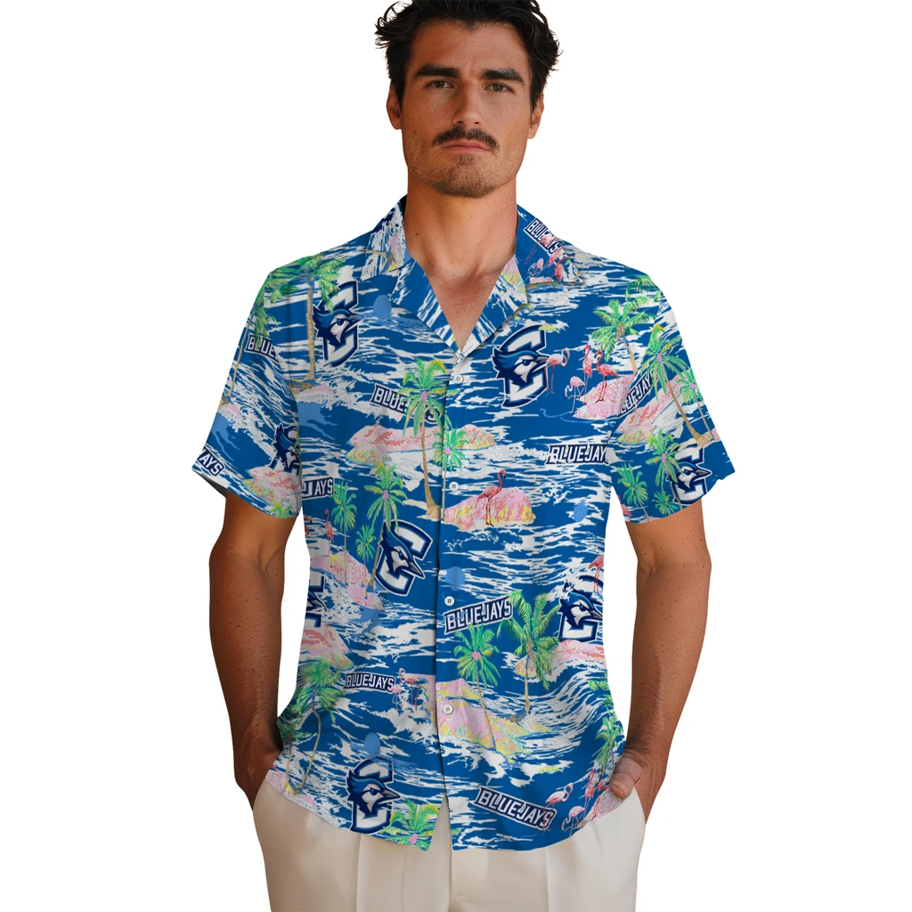 Creighton Bluejays Hawaiian Shirt - Hawaii Island creighton bluejays flamingo retreat blue hawaiian shirts fashion forward
