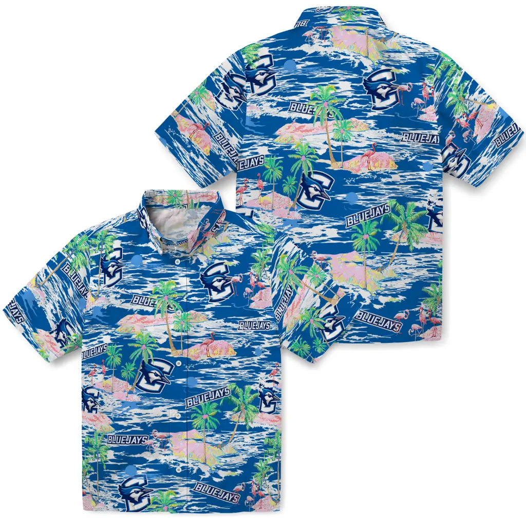 Creighton Bluejays Hawaiian Shirt - Hawaii Island creighton bluejays flamingo retreat blue hawaiian shirts high quality