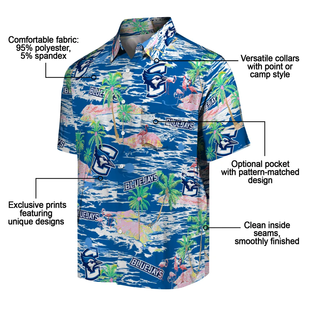 Creighton Bluejays Hawaiian Shirt - Hawaii Island creighton bluejays flamingo retreat blue hawaiian shirts new arrival