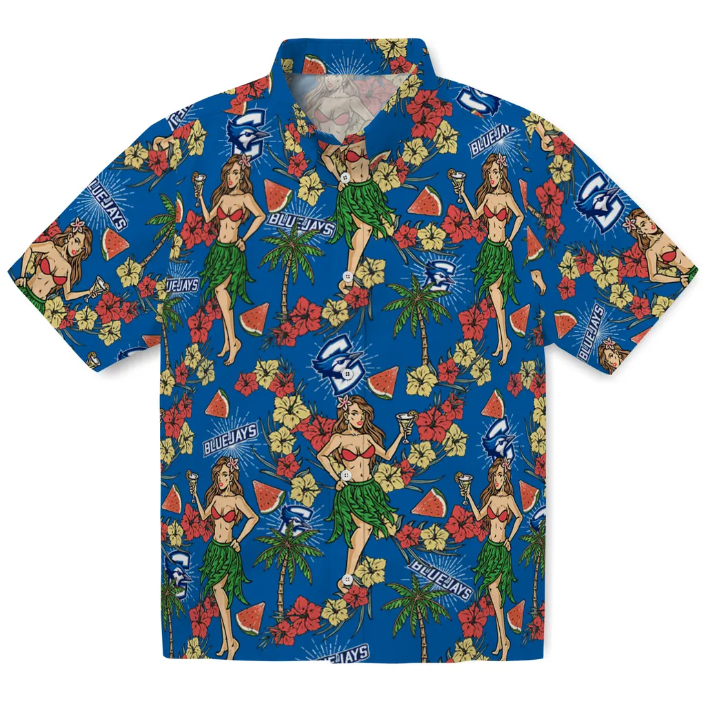 Creighton Bluejays Hawaiian Shirt - Hawaiian Girls Design creighton bluejays hawaiian girls design blue hawaiian shirts best selling