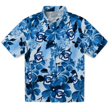 creighton bluejays hibiscus arrangement blue hawaiian shirts best selling