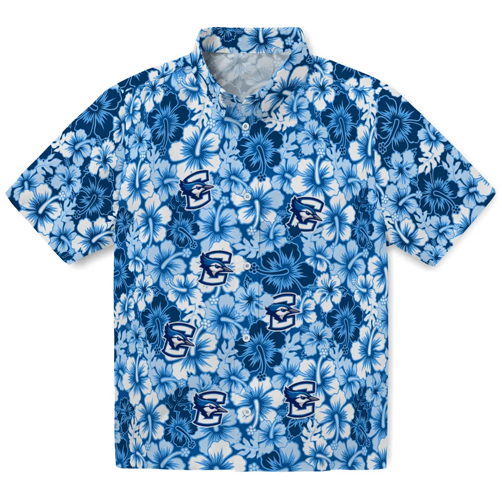 Creighton Bluejays Hawaiian Shirt - Hibiscus Blooms creighton bluejays hibiscus blooms blue hawaiian shirts best selling