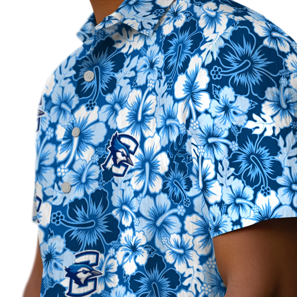 Creighton Bluejays Hawaiian Shirt - Hibiscus Blooms creighton bluejays hibiscus blooms blue hawaiian shirts trendy