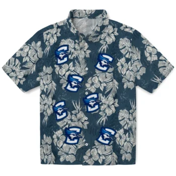 creighton bluejays hibiscus flowers navy blue hawaiian shirts best selling