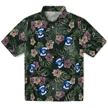 creighton bluejays hibiscus leaves pattern green hawaiian shirts best selling