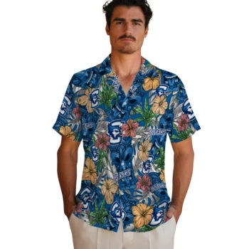 creighton bluejays tiki jungle blue hawaiian shirts fashion forward