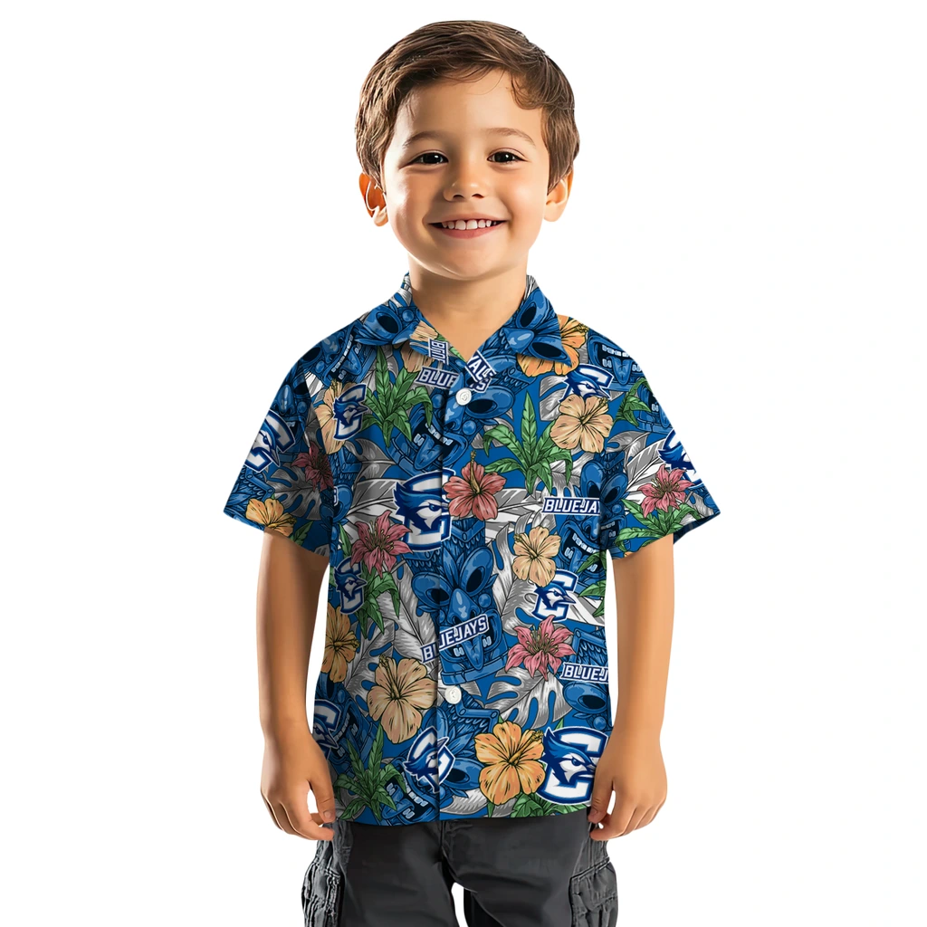 Creighton Bluejays Hawaiian Shirt - Hibiscus Tiki Jungle creighton bluejays tiki jungle blue hawaiian shirts top rated