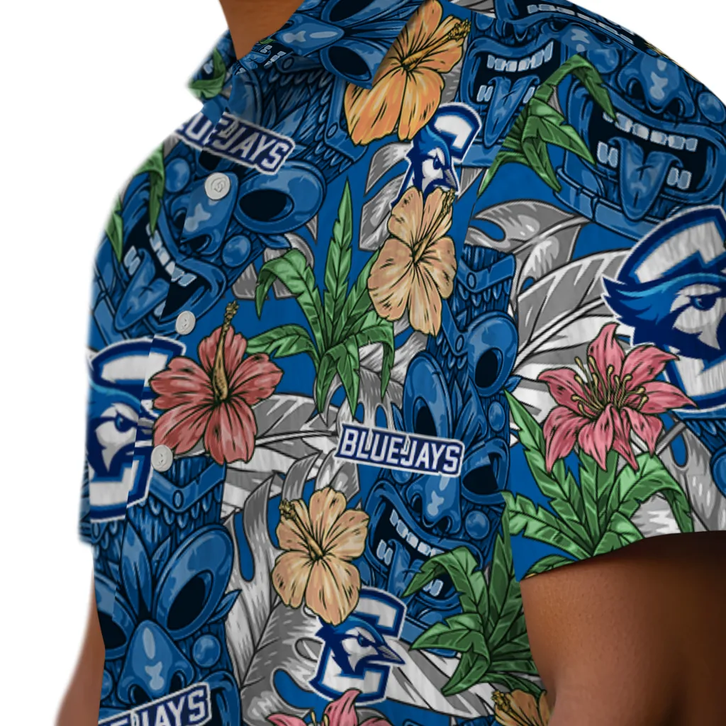 Creighton Bluejays Hawaiian Shirt - Hibiscus Tiki Jungle creighton bluejays tiki jungle blue hawaiian shirts trendy