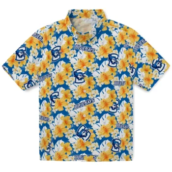 creighton bluejays hibiscus tropics blue yellow hawaiian shirts best selling