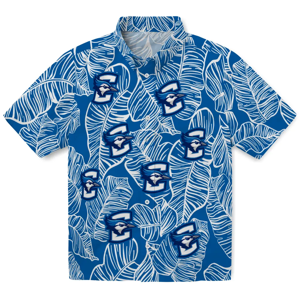 Creighton Bluejays Hawaiian Shirt - Leaf Outline creighton bluejays leaf outline blue hawaiian shirts best selling
