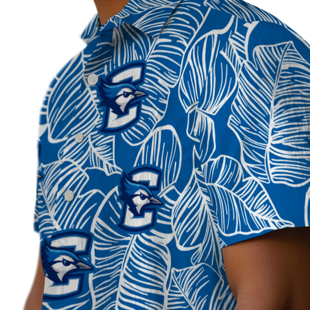 Creighton Bluejays Hawaiian Shirt - Leaf Outline creighton bluejays leaf outline blue hawaiian shirts trendy
