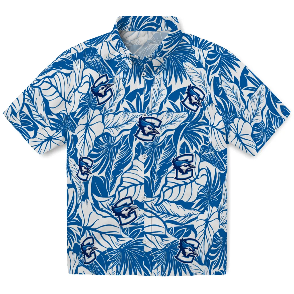 Creighton Bluejays Hawaiian Shirt - Monstera Layer creighton bluejays monstera layer blue hawaiian shirts best selling
