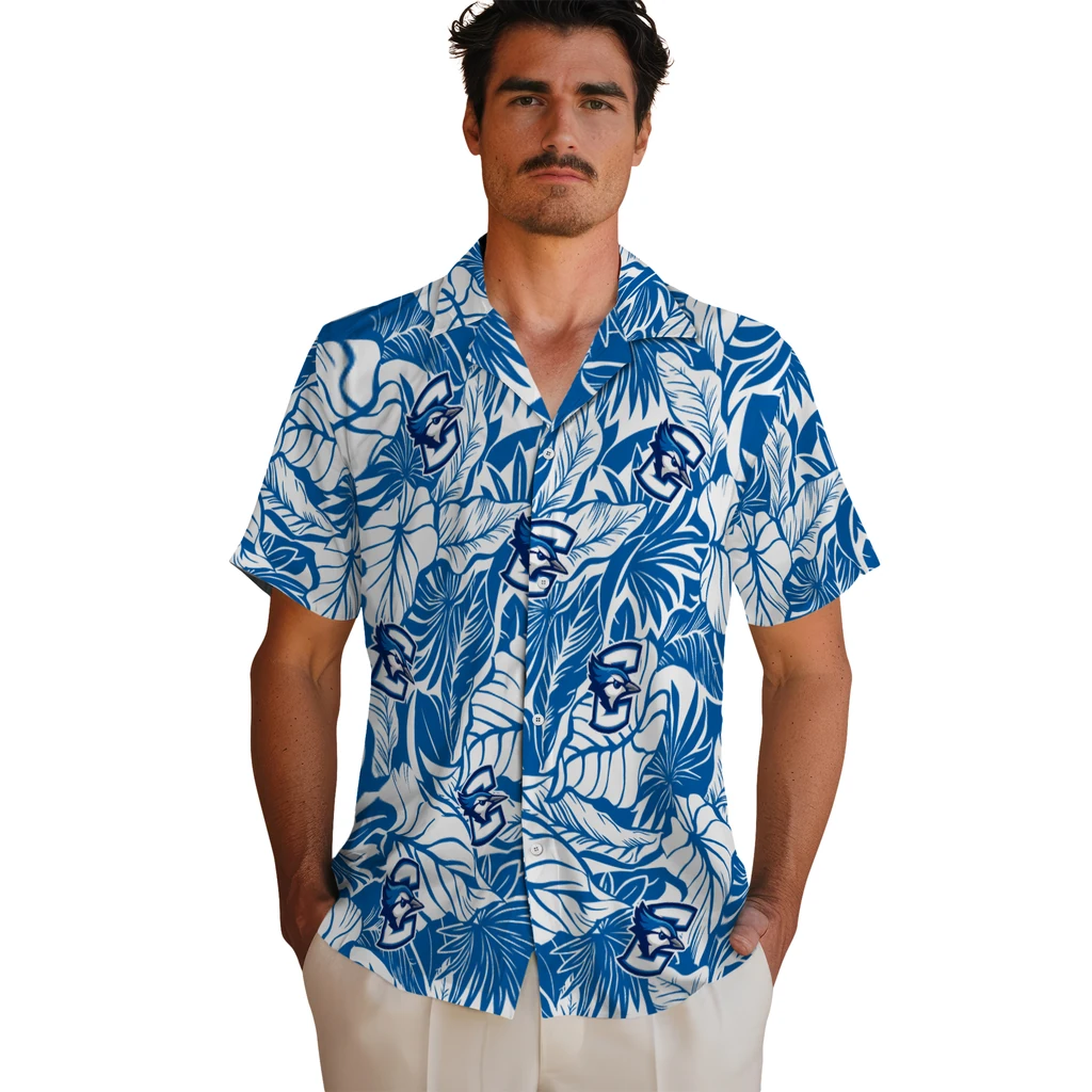 Creighton Bluejays Hawaiian Shirt - Monstera Layer creighton bluejays monstera layer blue hawaiian shirts fashion forward