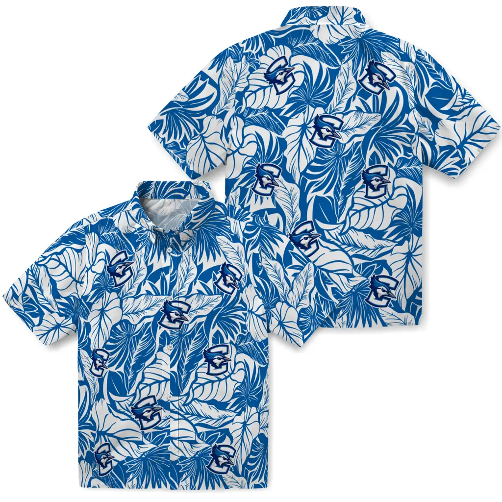 Creighton Bluejays Hawaiian Shirt - Monstera Layer creighton bluejays monstera layer blue hawaiian shirts high quality