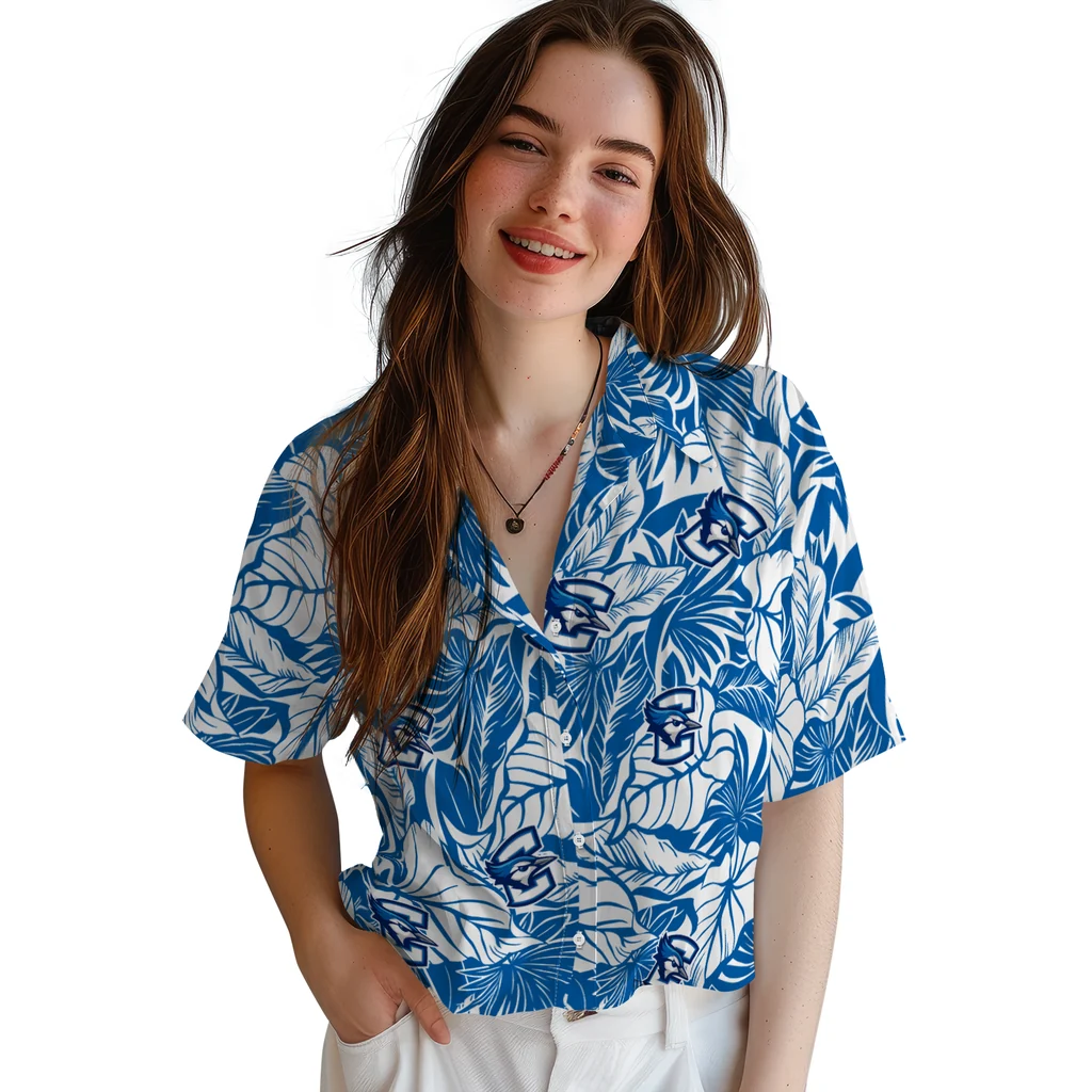 Creighton Bluejays Hawaiian Shirt - Monstera Layer creighton bluejays monstera layer blue hawaiian shirts latest model