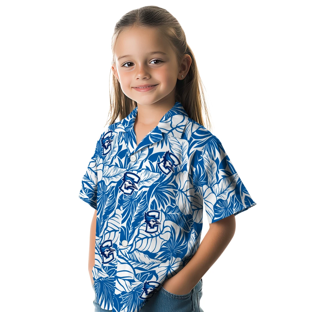 Creighton Bluejays Hawaiian Shirt - Monstera Layer creighton bluejays monstera layer blue hawaiian shirts premium grade