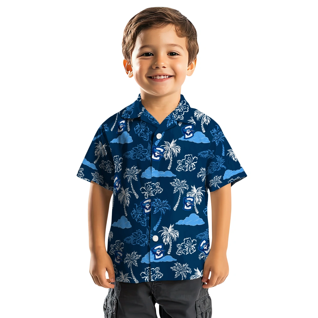 Creighton Bluejays Hawaiian Shirt - Palm And Clouds creighton bluejays palm and clouds blue hawaiian shirts top rated