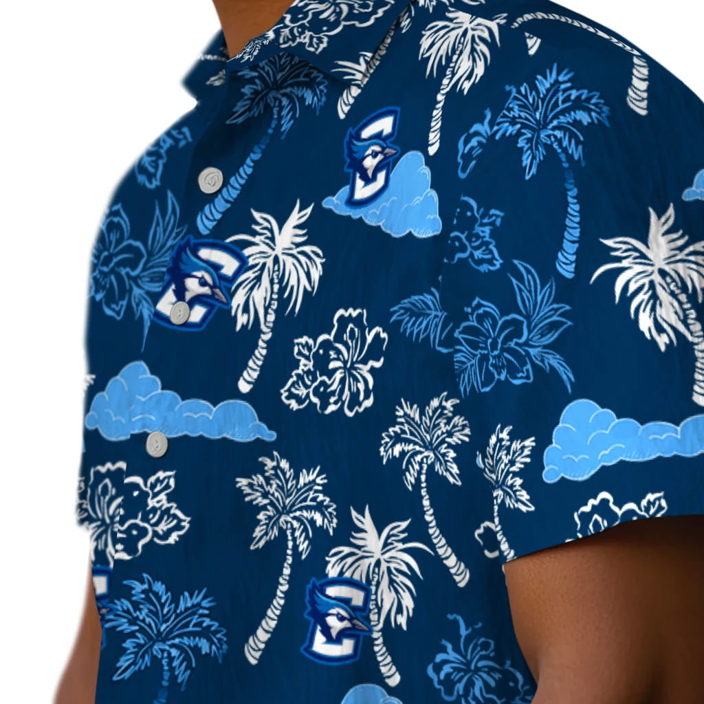 Creighton Bluejays Hawaiian Shirt - Palm And Clouds creighton bluejays palm and clouds blue hawaiian shirts trendy