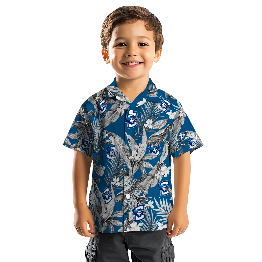 Creighton Bluejays Hawaiian Shirt - Palm Leaves creighton bluejays palm leaves blue hawaiian shirts top rated