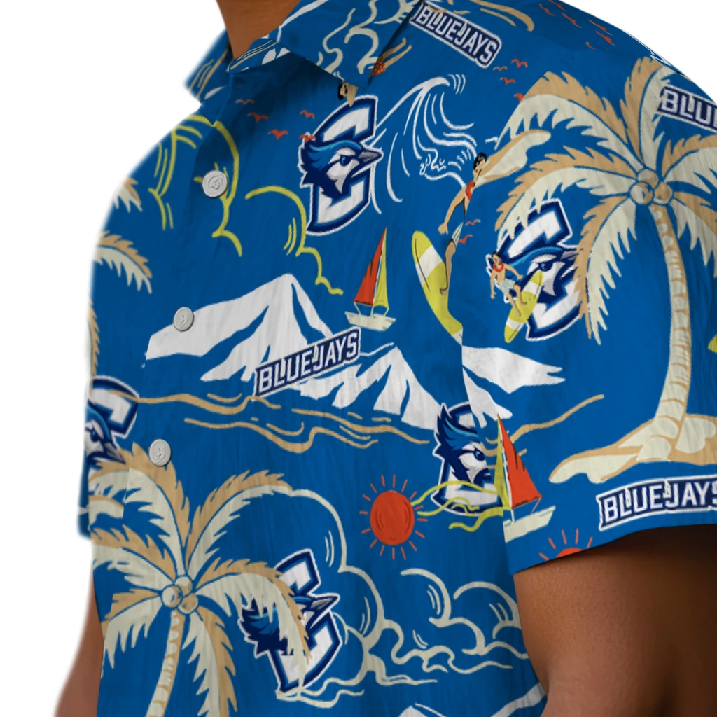 Creighton Bluejays Hawaiian Shirt - Palm Tree Island creighton bluejays palm tree island blue hawaiian shirts trendy