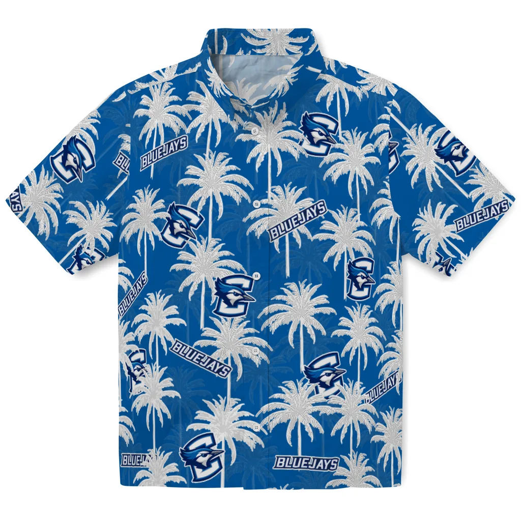 Creighton Bluejays Hawaiian Shirt - Palm Tree Motif creighton bluejays palm grove blue hawaiian shirts best selling
