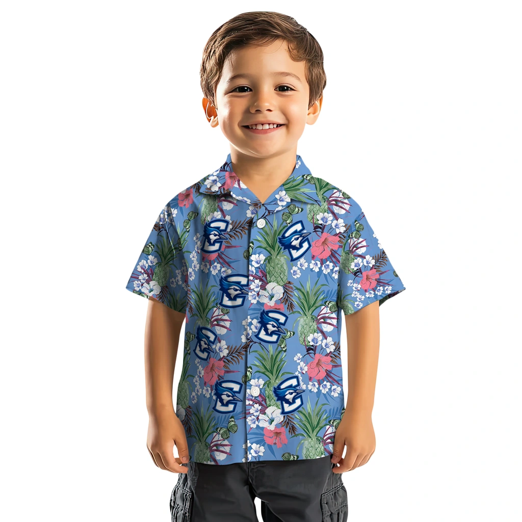 Creighton Bluejays Hawaiian Shirt - Pineapple Bouquet creighton bluejays pineapple bouquet best sky blue hawaiian shirts top rated