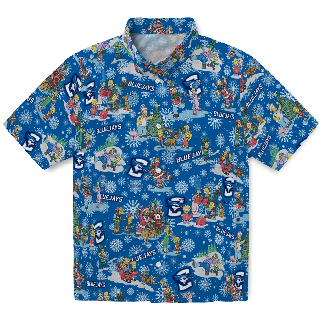 Creighton Bluejays Hawaiian Shirt - Simpsons Christmas creighton bluejays simpsons christmas blue hawaiian shirts best selling