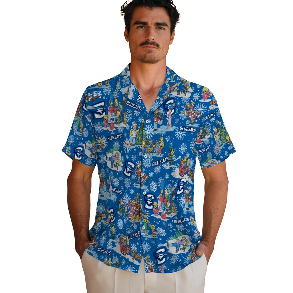 Creighton Bluejays Hawaiian Shirt - Simpsons Christmas creighton bluejays simpsons christmas blue hawaiian shirts fashion forward
