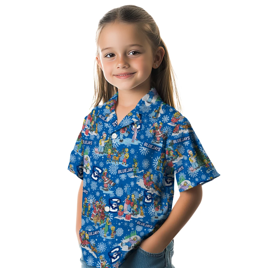 Creighton Bluejays Hawaiian Shirt - Simpsons Christmas creighton bluejays simpsons christmas blue hawaiian shirts premium grade