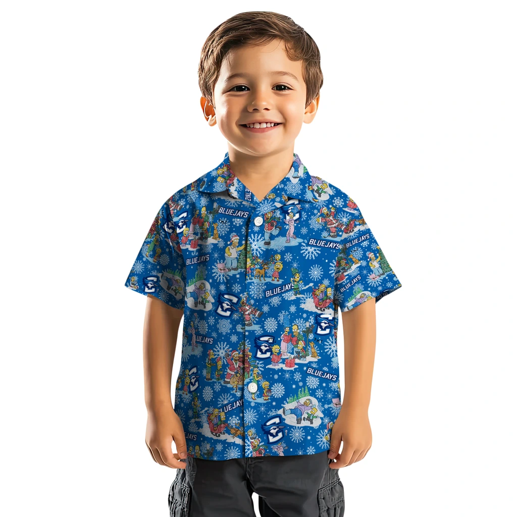 Creighton Bluejays Hawaiian Shirt - Simpsons Christmas creighton bluejays simpsons christmas blue hawaiian shirts top rated