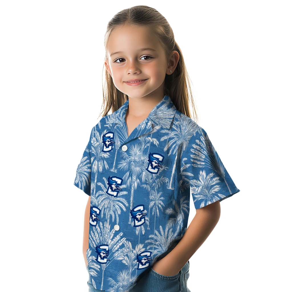 Creighton Bluejays Hawaiian Shirt - Vintage Palm Tree creighton bluejays palm shadows blue hawaiian shirts premium grade